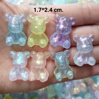 หมีอะคริลิคมุกใส 20 ชิ้นคละสี 7 สี อุปกรณ์ตกแต่งเคสมือถือกาวครีม DIYตกแต่งงานฝีมือ