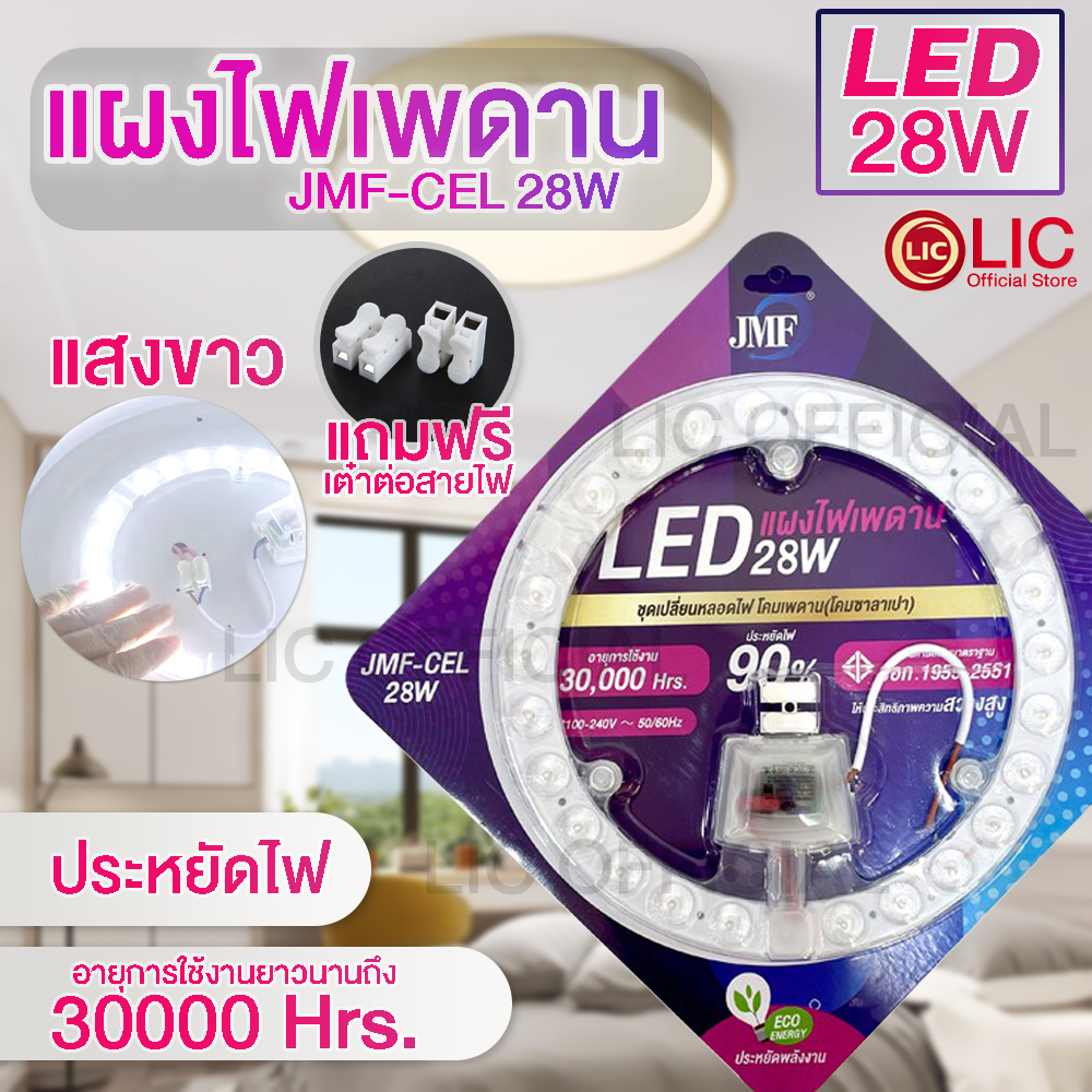 LIC 🔥 JMF แผงไฟแม่เหล็ก 🔥 แผ่นชิป แผ่นชิพ แผงไฟ ไฟเพดาน LED โคมไฟเพดาน ขนาด 28W/36W/48W/60W/72W แผงไฟพดาน LED กลม