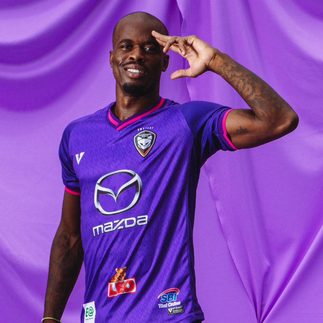 VOLT เสื้อฟุตบอล เยือน นครราชสีมา มาสด้า เอฟซี สีม่วง ของแท้ NAKHONRATCHASIMA MAZDA FC AWAY 2023/24
