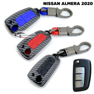 NISSAN ALMERA 2020 2021 2022เคสกุญแจ เคฟล่า พวงกุญแจ รีโมท 3 ปุ่ม