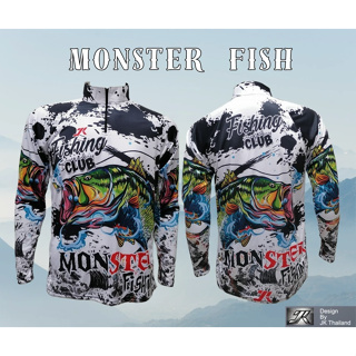 เสื้อตกปลาแขนยาว JK Thailand เสื้อกันยูวี ลาย MONSTER FISH ป้องกันรังสี UV 80% แห้งเร็ว