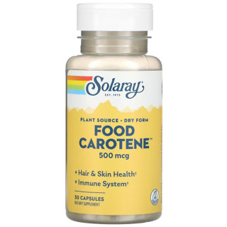 เบต้าแคโรทีน Solaray, Food Carotene, 500 mcg , 30 Capsules