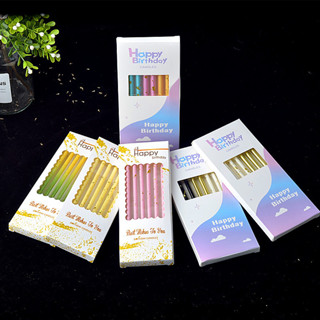 A187 🎁พร้อมส่งในไทย🎁 เทียนวันเกิด แท่งยาวคละสี 6 แท่ง วันเกิ…