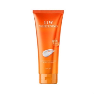 11w Whitening body lotion โลชั่นหลอดสีส้ม โลชั่นผิวขาว 200 ml.