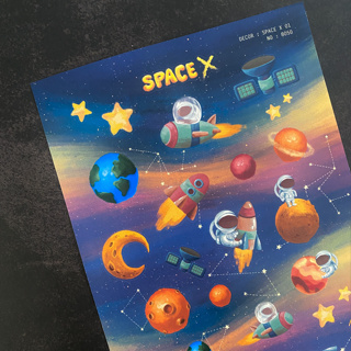 สติ๊กเกอร์ติดเล่น กันน้ำ ลาย SPACE X ( Sticker dicut 1 sheet )