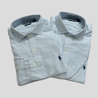 RL CUSTOM FIT OXFORD SHIRT (blue white striped )