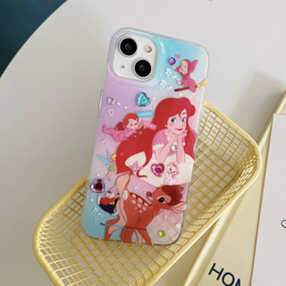 เคสไอโฟน ลายการ์ตูนเจ้าหญิง น่ารัก พร้อมสติ๊กเกอร์เพชร หลังเเข็ง