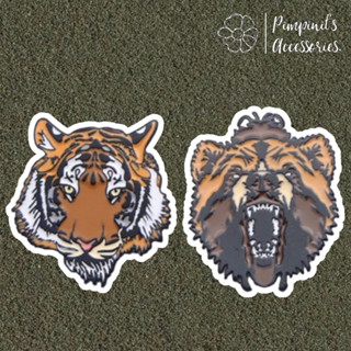 ʕ •ᴥ•ʔ ✿ พร้อมส่ง : เข็มกลัดเซ็ทเสือโคร่งและหมี | Tiger &amp; Bear Enamel Brooch Pin Set.