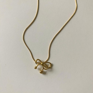 Bow pendant necklace (18k+stainless steel) - สร้อยคอจี้รูปโบว์