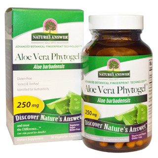 สารสกัด ว่านหางจระเข้ Natures Answer, Aloe Vera Phytogel, 250 mg, 90 Vegetarian Capsules