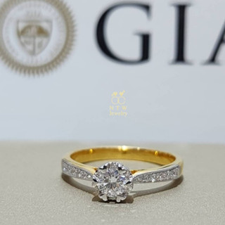 แหวนชูเพชรเซอร์GIA +บ่าข้าง เพชร Round Brilliant 17/0.51 ct.