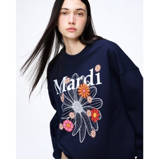 พร้อมส่ง 🇰🇷แท้ 💯% MARDI SWEATER SHIRT​​ อปก​ ครบ​  Free size SWEATER-SHIRT-FLOWERMARDI-BLOSSOM-NAVY-WHITE