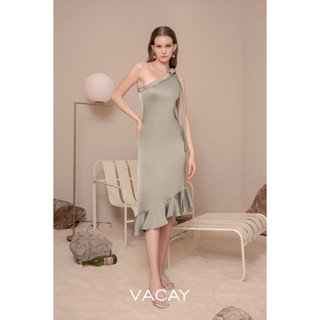 VACAY VCS23 CREPE SATIN ONE-SHOULDER DRESS เดรสซาติน ไปงานแต่ง ปาร์ตี้ ชุดออกงานกลางคืน ชุดเดท ใส่เที่ยว