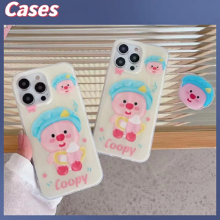 คูปองเคลม🎀เคสไอโ case for iphone 11 12 การ์ตูนน่ารัก loopy เคส 14 13 12 11 pro max เคสโทรศัพท์ทนทานพร้อมขาตั้ง