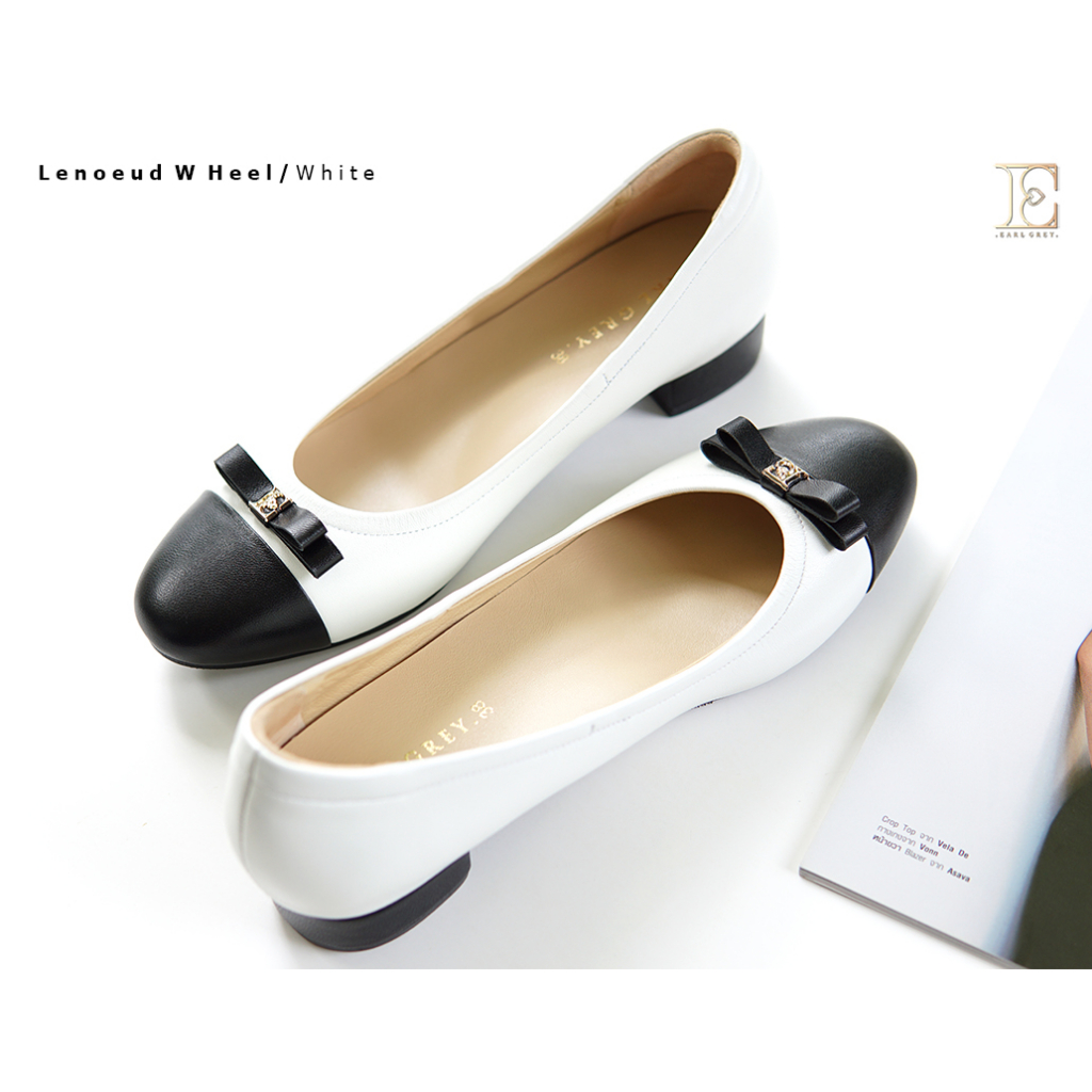 EARL GREY รองเท้าหนังแกะแท้  รุ่น Lenoeud W Heel series in White