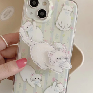 ❤️ส่งของขวัญ❤️ เคสไอโฟน 11 12 13 14 Pro Max เรียบง่าย ความคิดสร้างสรรค์ หวานสวย แมว Case for iPhone สาวน่ารักหัวใจ