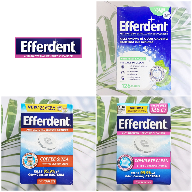 (Efferdent®) Dental Appliance Cleanser 126 Tablets เม็ดฟู่ทำความสะอาดฟันปลอม รีเทนเนอร์ Denture Cleaning Tablets