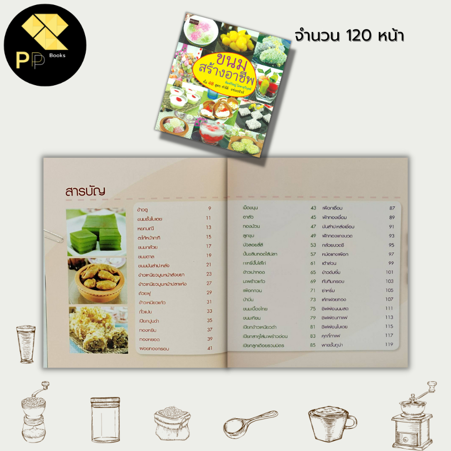 หนังสือ ขนมสร้างอาชีพ  ทั้ง 48 สูตร ทำได้ อร่อยชัวร์ :  ข้าวตู  ขนมชั้นใบเตย หยกมณี ตะโก้หน้ากะทิ ขนมกล้วย ขนมตาล - รูปที่ 2