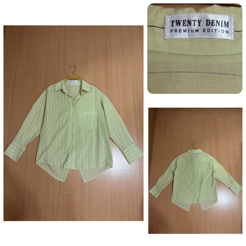 ส่งต่อ เสื้อเชิ้ต 20denim ฟรีไซส์ สีเขียวอ่อน (shop 450฿)