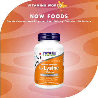 Now Foods, Double Concentrated L-Lysine, Size 1000 mg. Contains 100 Tablets. (V.469)