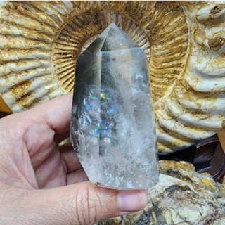 แท่งหินแก้วโป่งข่ามแก้วปวก(Inclusion Quartz)โป่งข่าม  สูง 8.3 ซม.หน้ากว้าง 4.2 ซม.หนา 4 ซม.น้ำหนัก 223 g.