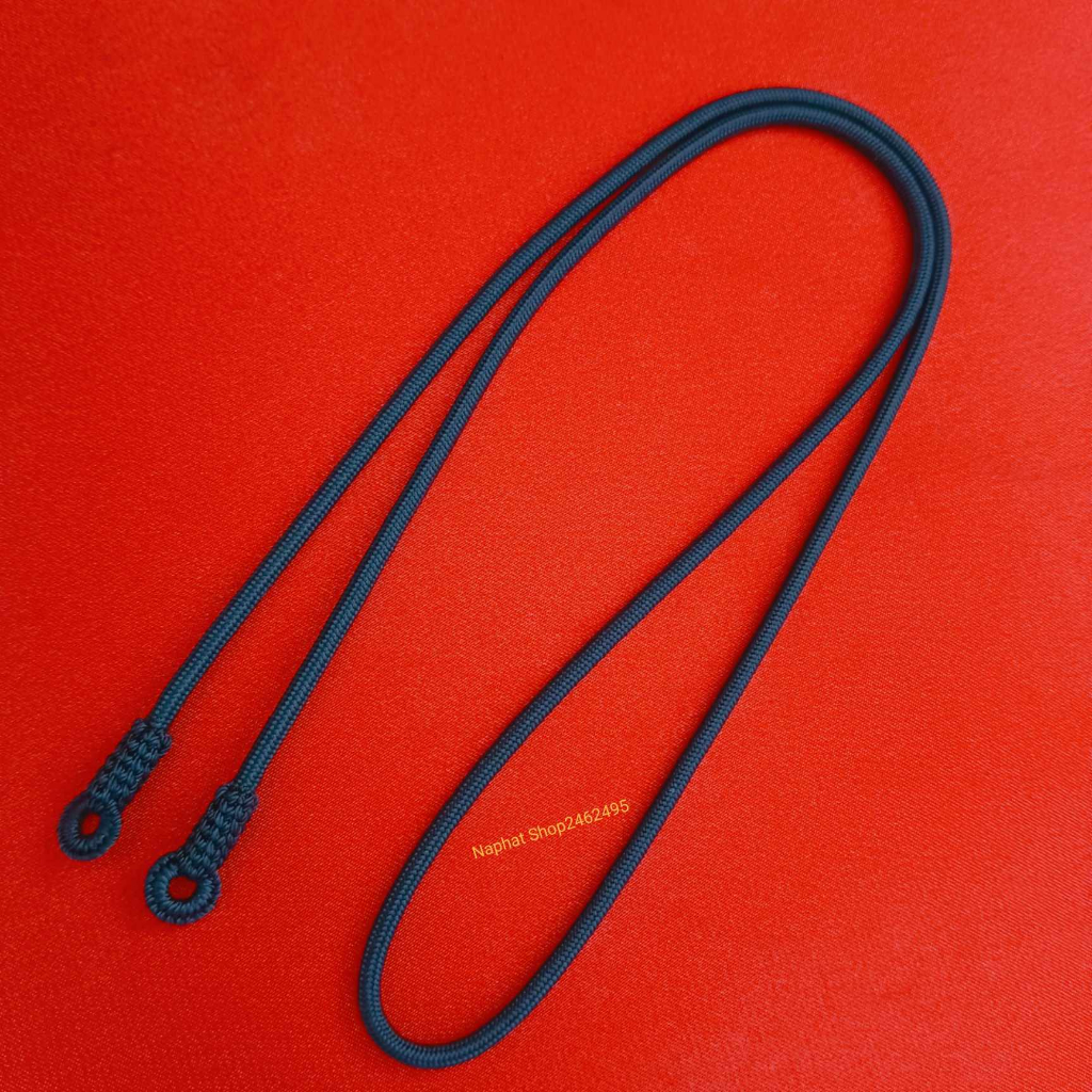 สร้อยคอเชือกร่มถัก(สีดำ)(เส้นขนาด4มิล) ไว้สำหรับห้อยตะกรุด งานแฮนเมดปราณีต