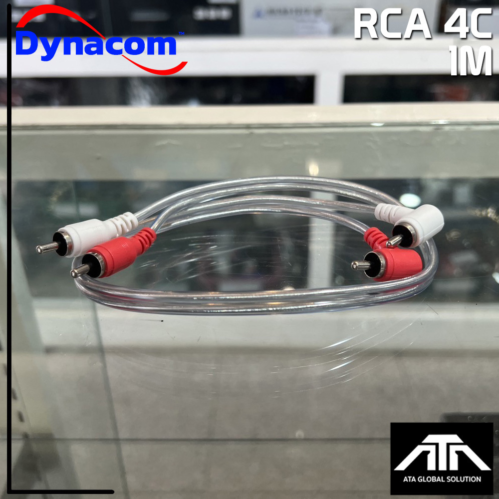 ความยาวสาย 1 เมตร สายสัญญาณ Dynacom 2RCA + 2RCA ตัวงอ สายใส