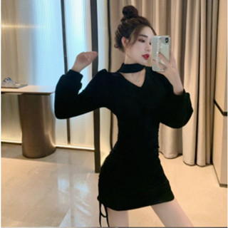 🔥1161🔥พร้อมส่ง ส่งไว ทันใจ ร้านคนไทยค่ะ❤️เดรสสั้น Mini Dress ดีเทลรูดข้าง กระโปรงทรงเอ