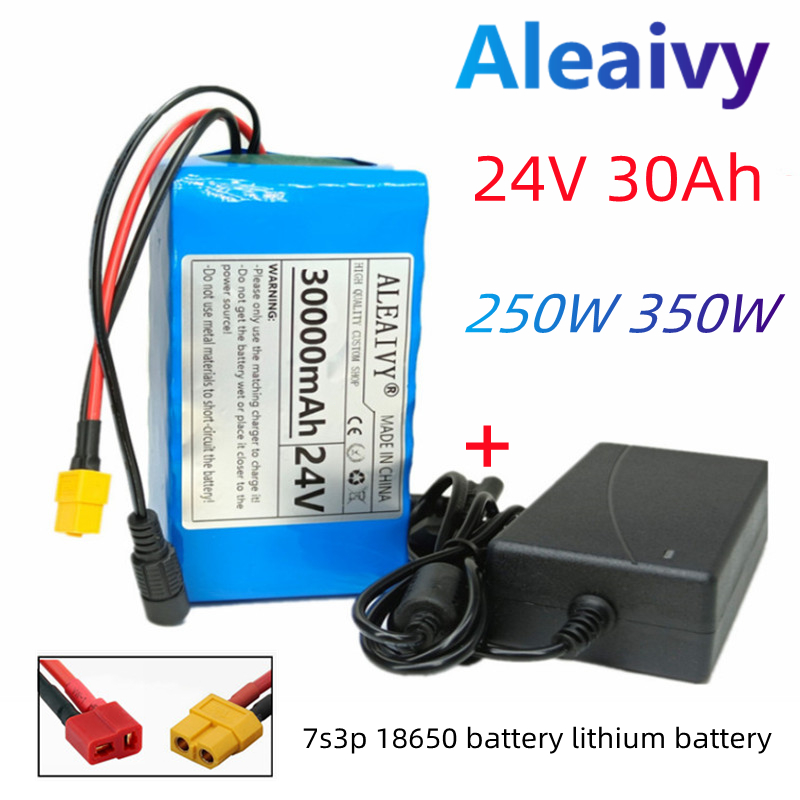 24V แบตเตอรี่ 30Ah 7S3P 18650 แบตเตอรี่ลิเธียมไอออน 30000mAh จักรยานไฟฟ้าจักรยานยนต์ไฟฟ้าพร้อม BMS +