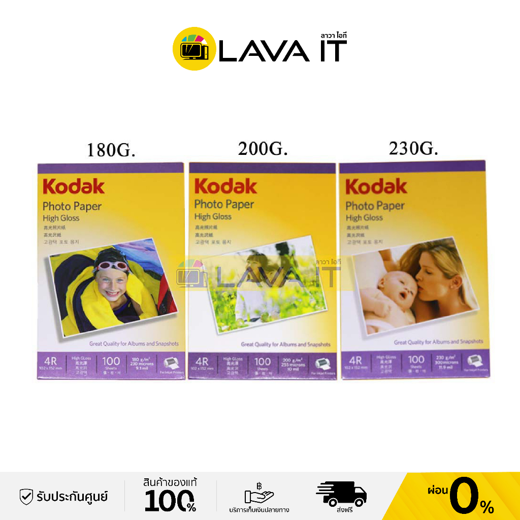 KODAK 4x6 Photo Inkjet (100/Pack) กระดาษโฟโต้ ขนาด 4x6