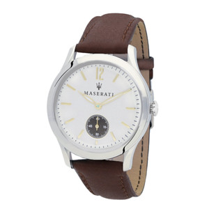 [2 Years Warranty] Maserati Tradizione 40mm Brown Leather Strap Mens Quartz Watch R8851125001