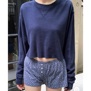 Brandy Melville Leila Long Sleeve Waffle Crop Top