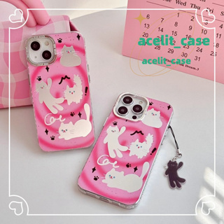 ❤️ส่งของขวัญ❤️ เคสไอโฟน 11 12 13 14 Pro Max แมว พื้นผิวกระจก ความนิยม แฟชั่น เรียบง่าย Case for iPhone สไตล์วรรณศิลป์