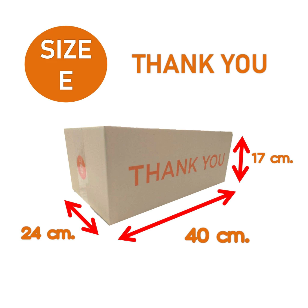 กล่องพัสดุลายthank you กล่องไปรษณีย์ เบอร์ E(จ) มี10 ใบ (24x40x17cm.)