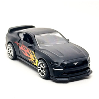 Majorette Ford Mustang GT สีดำด้านลายไฟ Scale 1/64 (8cm) ไม่มี package