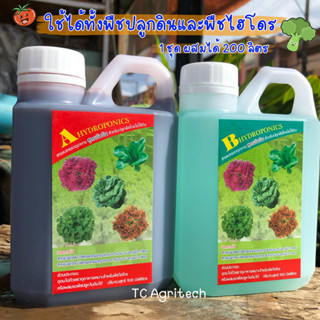 ปุ๋ยAB(สูตรใหม่เข้มข้น) 1ลิตร*คุ้มกว่าเพราะสูตรใหม่ใช้ไดกับผักสลัดไฮโดรโปนิกส์และผักปลูกลงดินได้*ป้องกันโรคเน่าได้