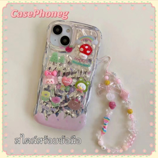 🍑CasePhoneg🍑สไตล์สร้อยข้อมือ การ์ตูน ลายคลื่น เคสใส iPhone 11 14 pro max ป้องกันการหล่น ขอบเต็ม case for iPhone 12 13