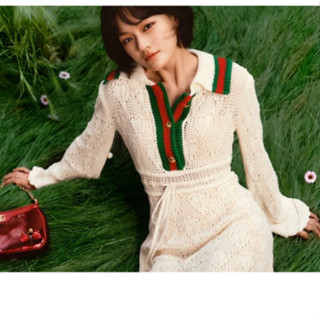 GUCCI CROCHET COTTON DRESS เดรสถักโครเช crochet แขนระบาย น่ารักมาก กุชชี่