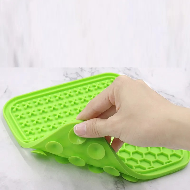 ซิลิโคนเลียสัตว์เลี้ยงสุนัข Lick Pad Bath เนยถั่วลิสงกินช้าเลีย  ให้อาหารสุนัขเลีย Mat - รูปที่ 6
