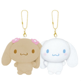 เซ็ตพวงกุญแจตุ๊กตา Sanrio Nikonui แบบ Cinnamoroll &amp; Mocha ตรงแก้มมีแม่เหล็ก ดูดติดกันได้ ขนาด 18 x 15 x 5 ซม.