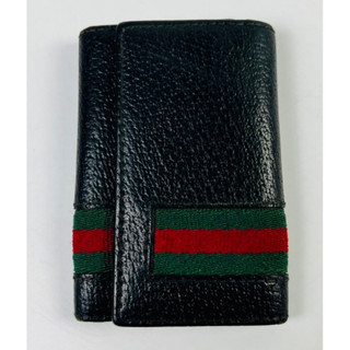 vintage gucci black leather with sherry line key hoder 6keys