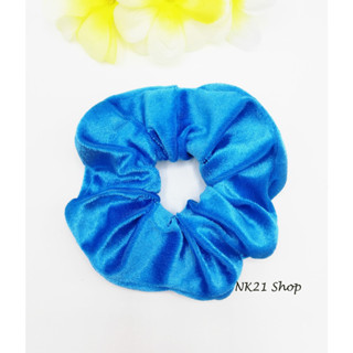 NK21 โดนัทรัดผม หนังยางรัดผม  Velvet Scrunchies, Blue Scrunchies,Scrunchy,Hair accessories,Elastic hair tie