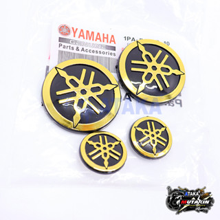 LOGO YAMAHA โลโก้ส้อมเสียง โลโก้ ยามาฮ่า สติ๊กเกอร์ ตัวนูน (มีกาวในตัว) สีทอง ALL NEW WAVE/NMAX/ AEROX/FINO/MIO/NOUVO