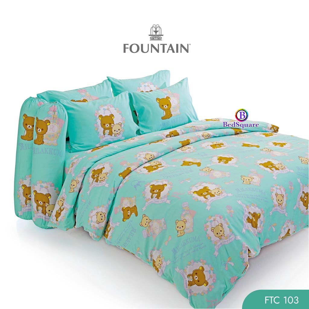 Rilakkuma : ชุดเครื่องนอน 3.5/5/6 ฟุต (ครบชุด ผ้าปูที่นอน + ผ้านวม) Fountain (ลิขสิทธิ์แท้SANRIO💯%) - รูปที่ 5