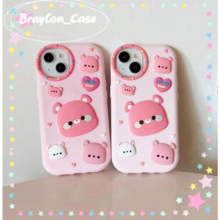 🌷Braylon🌷การ์ตูน ลูกหมู สีชมพู น่ารัก ซิลิโคนอ่อนนุ่ม iphone 11 14pro max ป้องกันการหล่น ขอบเต็ม case for iPhone 12 13