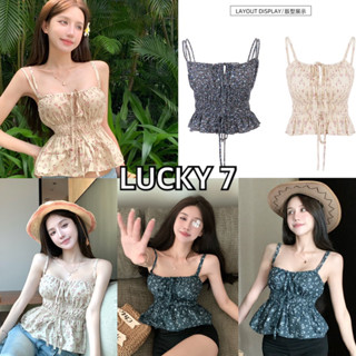 BY IRA สายเดี่ยวลายลูกไม้ ระบายชายเสื้อ ดีเทลเชือกรูดหน้า สไตล์สาวมินิ