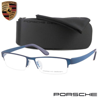 Porsche แว่นตา รุ่น P 9018 C-4 สีน้ำเงิน กรอบเซาะร่อง ขาข้อต่อ วัสดุ สแตนเลส สตีล (สำหรับตัดเลนส์) กรอบแว่นตา Eyeglasses