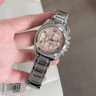 (ผ่อน0%) นาฬิกา Michael kors Blair watch หน้าปัดกลม 38mm. mk6761 สแตนเลสสีเงิน หน้าปัดชมพู