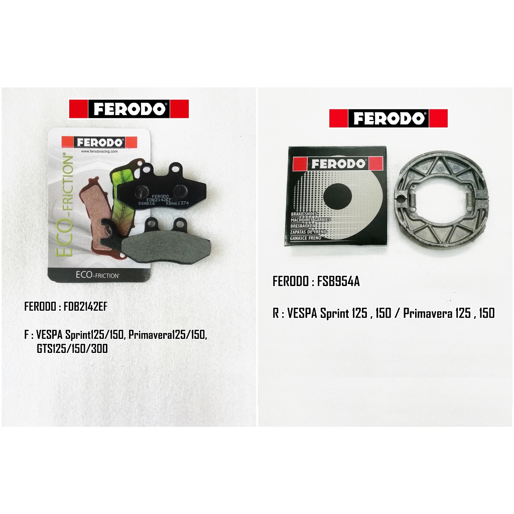 ผ้าเบรค FERODO สำหรับ VESPA  Sprint 125,150 / Primavera 125,150