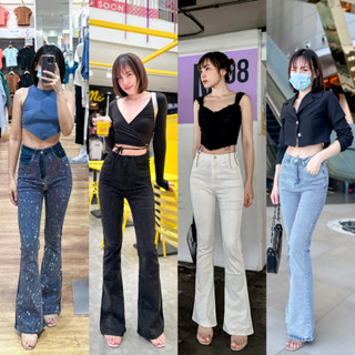 Diamond jeans กางเกงยีนส์ยืด เอวสูงทรงขาม้า